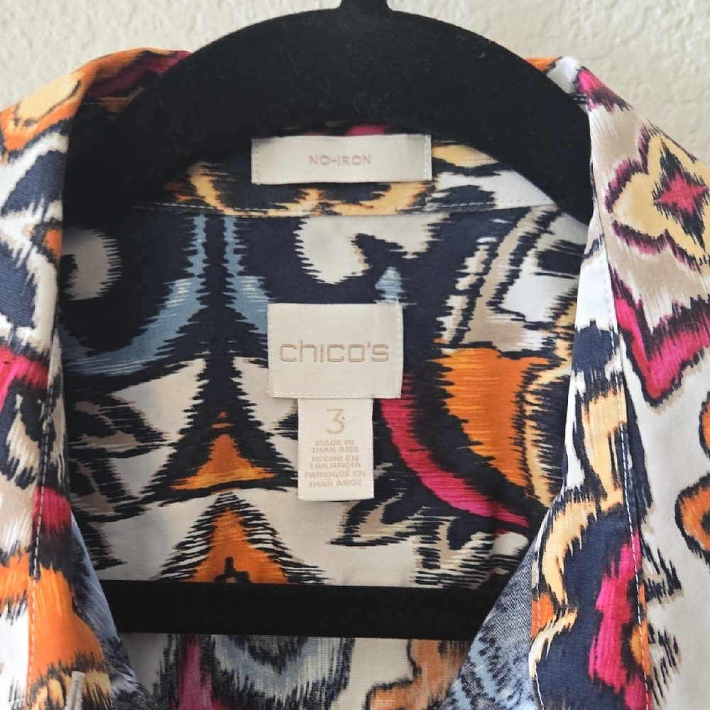 Chico's Vibrant Patterned Button Down Shirt - image 3